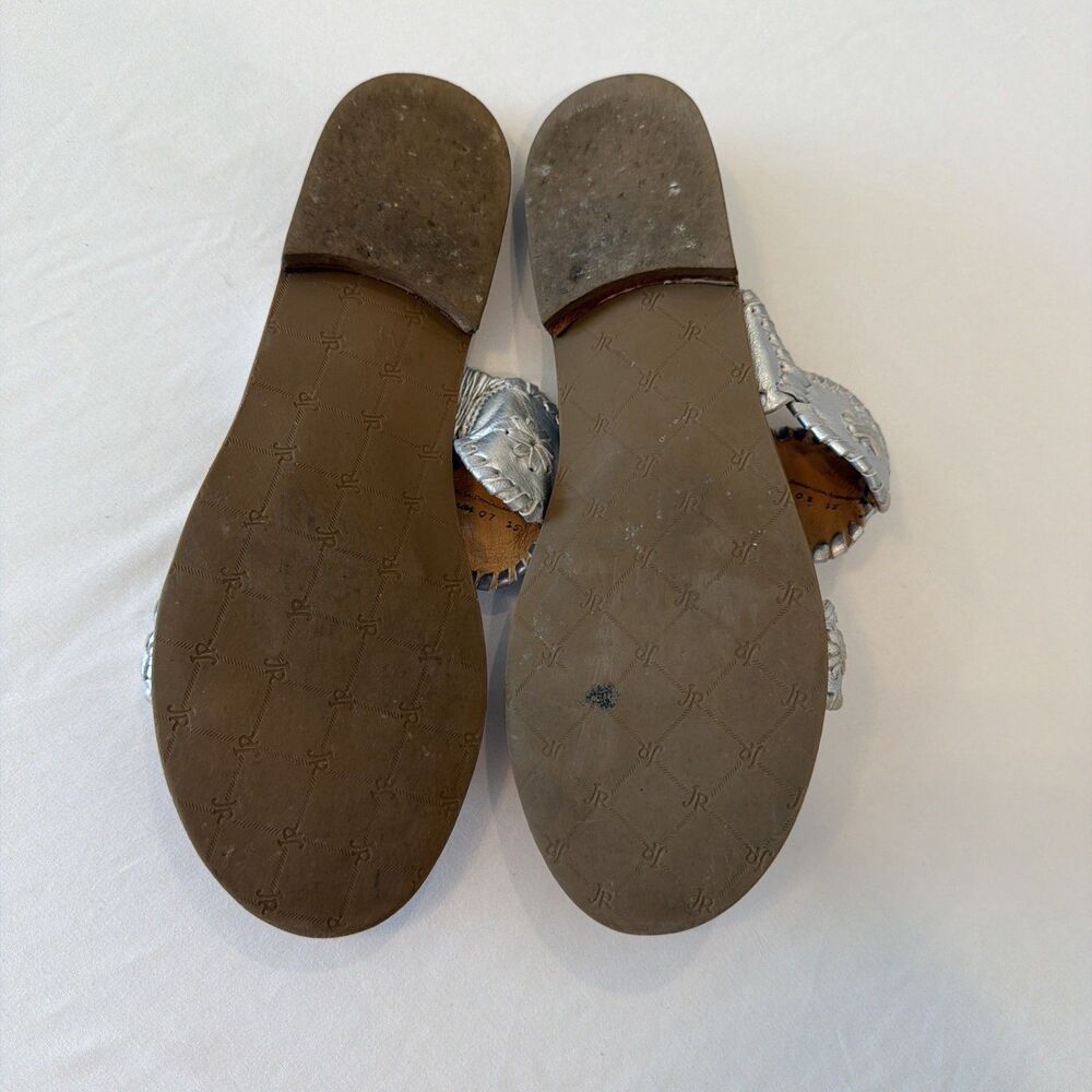 Jack Rogers Womens  Sz 10 Lauren Sandals Silver Leather EUC - Picture 7 of 12